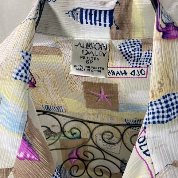 Vintage Allison Daley beach themed button up size 6 - Picture 3 of 8
